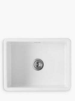 Clearwater Metro Large Single Bowl Ceramic Kitchen Sink, White, White