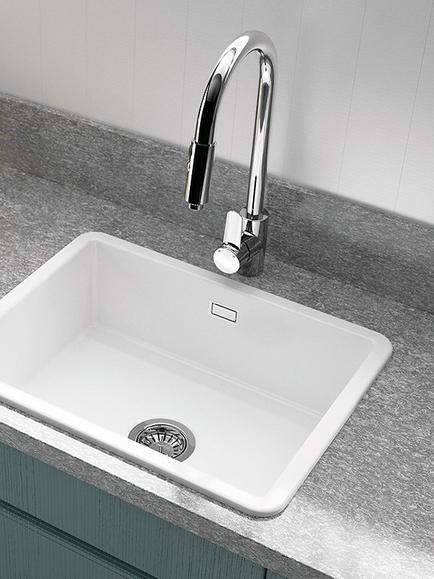 Clearwater Metro Large Single Bowl Ceramic Kitchen Sink, White - view 2, White