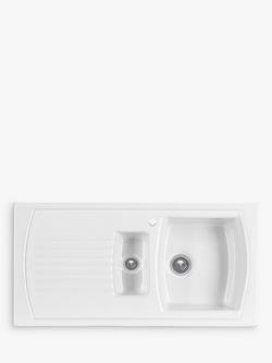 Clearwater Sonnet Inset 1.5 Bowl Ceramic Kitchen Sink, White, White