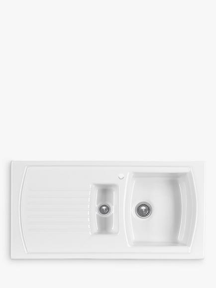 Clearwater Sonnet Inset 1.5 Bowl Ceramic Kitchen Sink, White, White