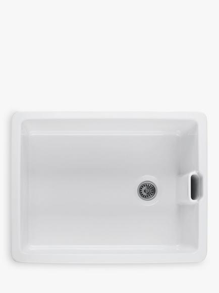 Clearwater Vintage Belfast Single Bowl Ceramic Kitchen Sink, White, White