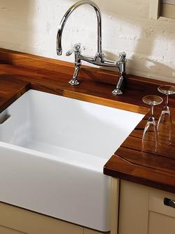 Clearwater Vintage Belfast Single Bowl Ceramic Kitchen Sink, White - view 2, White