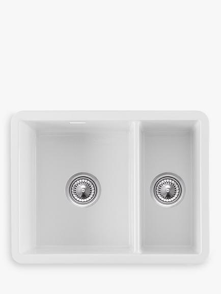 Clearwater Metro 1.5 Bowl Ceramic Kitchen Sink, White, White