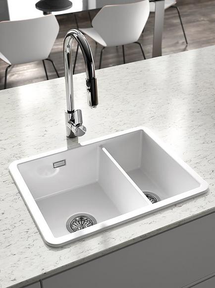 Clearwater Metro 1.5 Bowl Ceramic Kitchen Sink, White - view 2, White