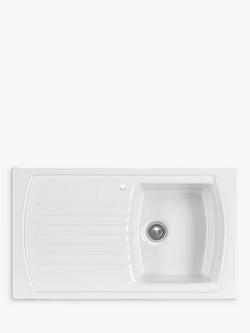 Clearwater Sonnet Inset Single Bowl Ceramic Kitchen Sink, White, Ceramic