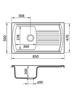 Clearwater Sonnet Inset Single Bowl Ceramic Kitchen Sink, White - view 2, Ceramic