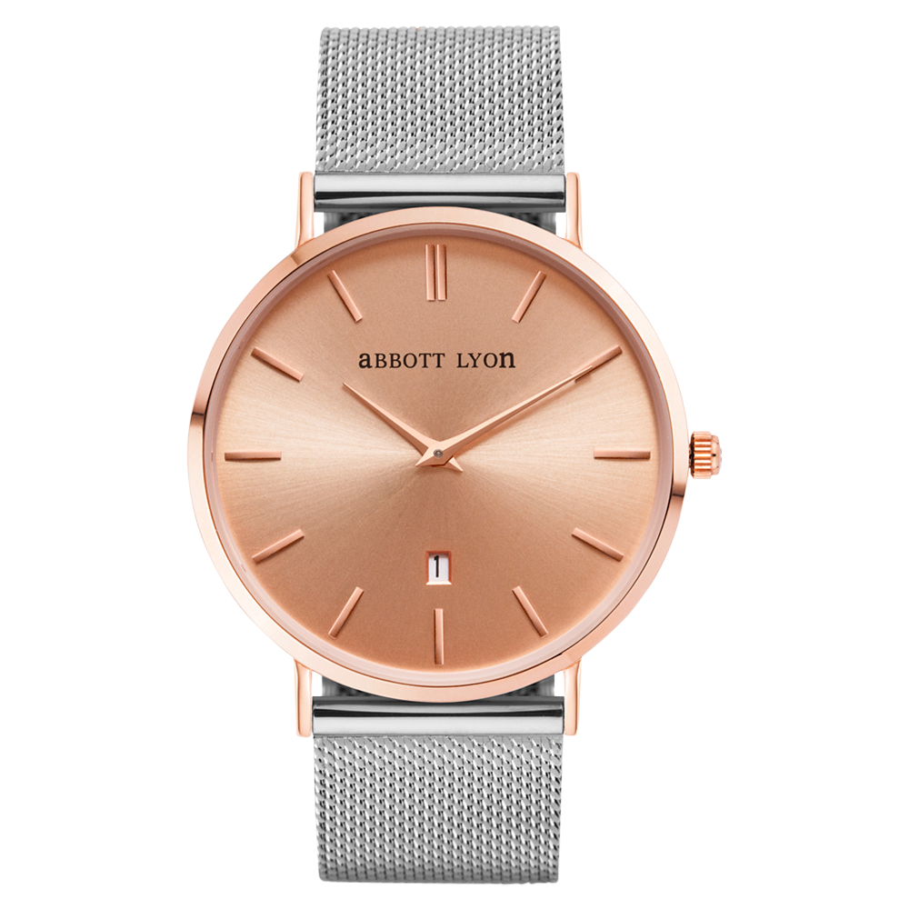 Abbott Lyon Women's Stellar 40 Date Mesh Bracelet Strap Watch, Silver/Rose Gold