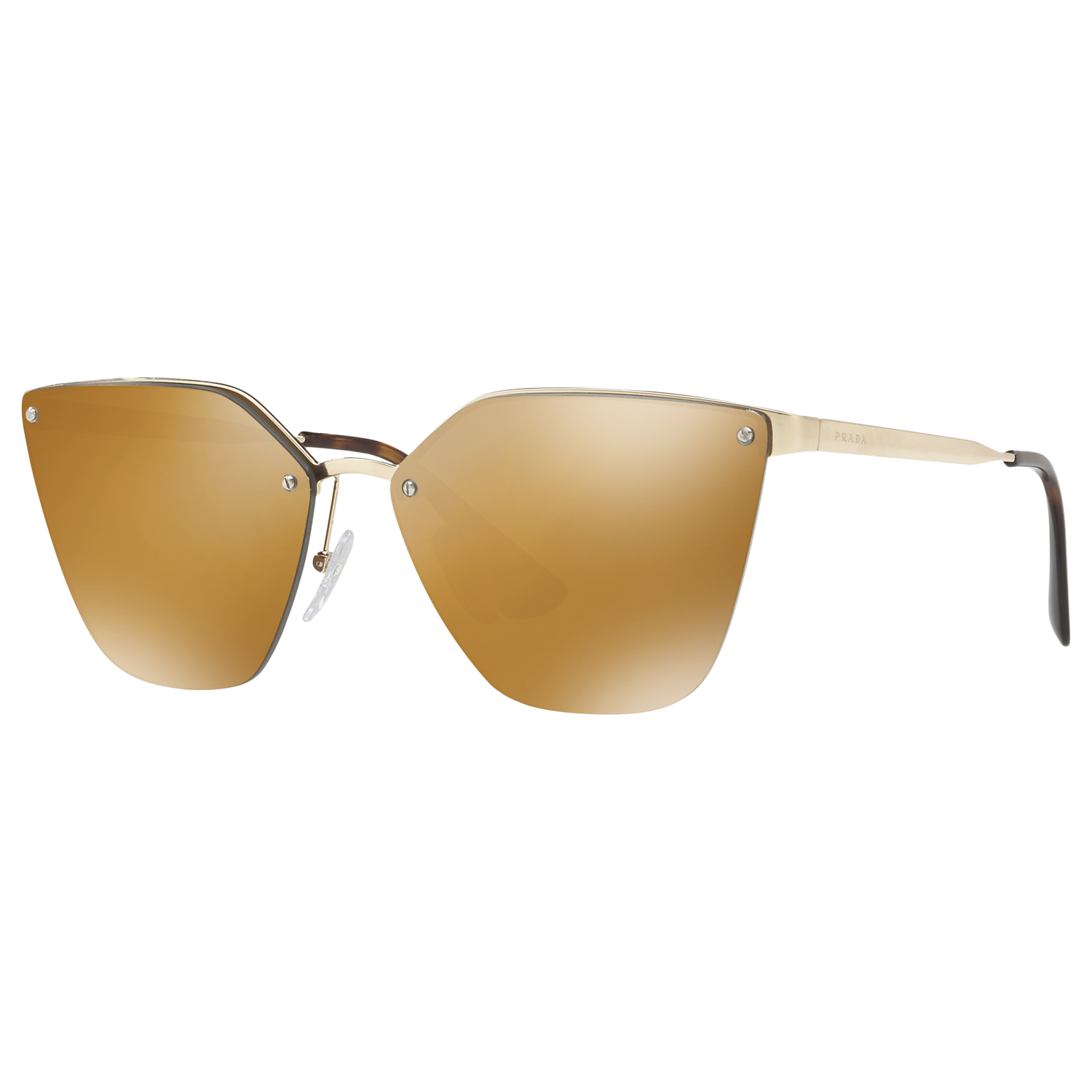 Prada PR 68TS Polarised Cat's Eye Sunglasses, Gold/Mirror Brown