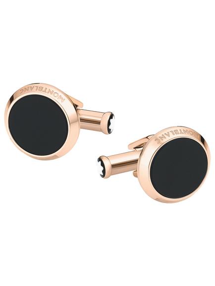 Montblanc Round Onyx Cufflinks, Gold/Black - view 2, Gold/Black