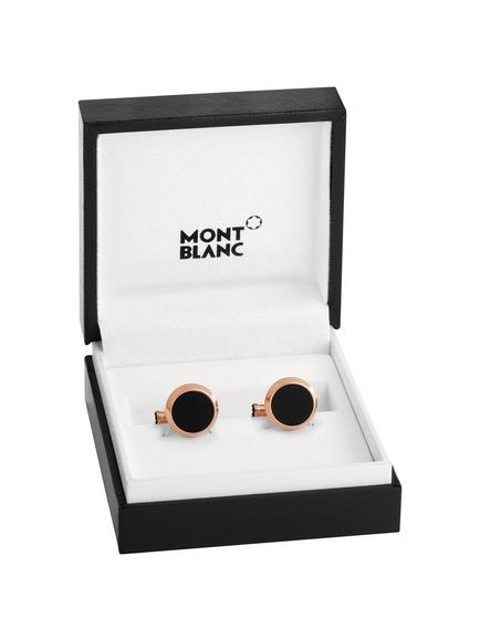 Montblanc Round Onyx Cufflinks, Gold/Black, Gold/Black