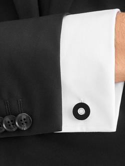 Montblanc Round Pix Stainless Steel Cufflinks, Silver/Black - view 2, Silver/Black