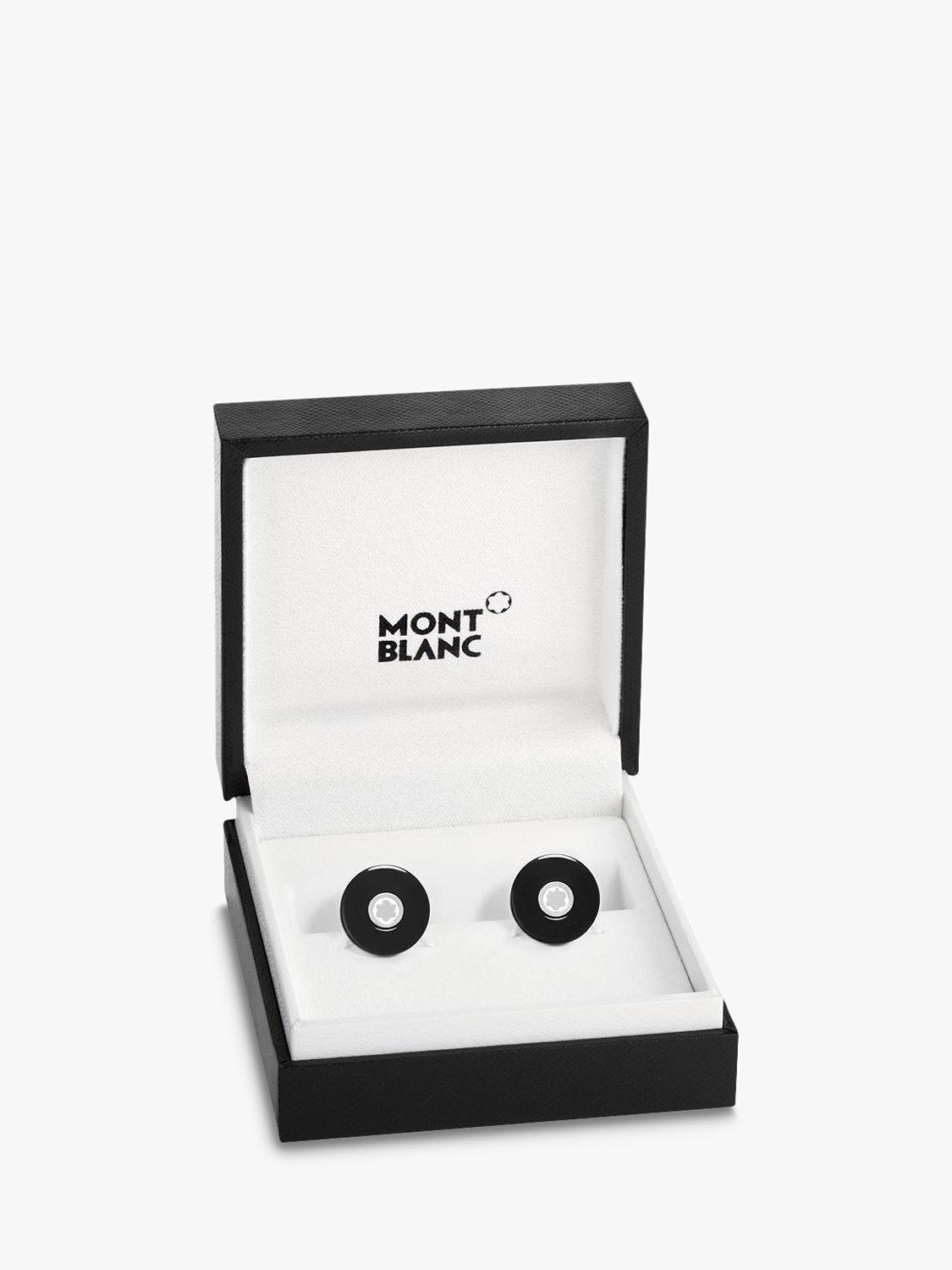 Product image 3 of 4, which shows Montblanc Round Pix Stainless Steel Cufflinks, Silver/Black
