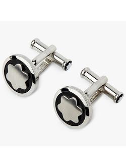 Montblanc Snowcap Star Cufflinks, Silver/Black, Silver/Black