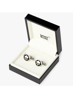 Montblanc Snowcap Star Cufflinks, Silver/Black - view 2, Silver/Black