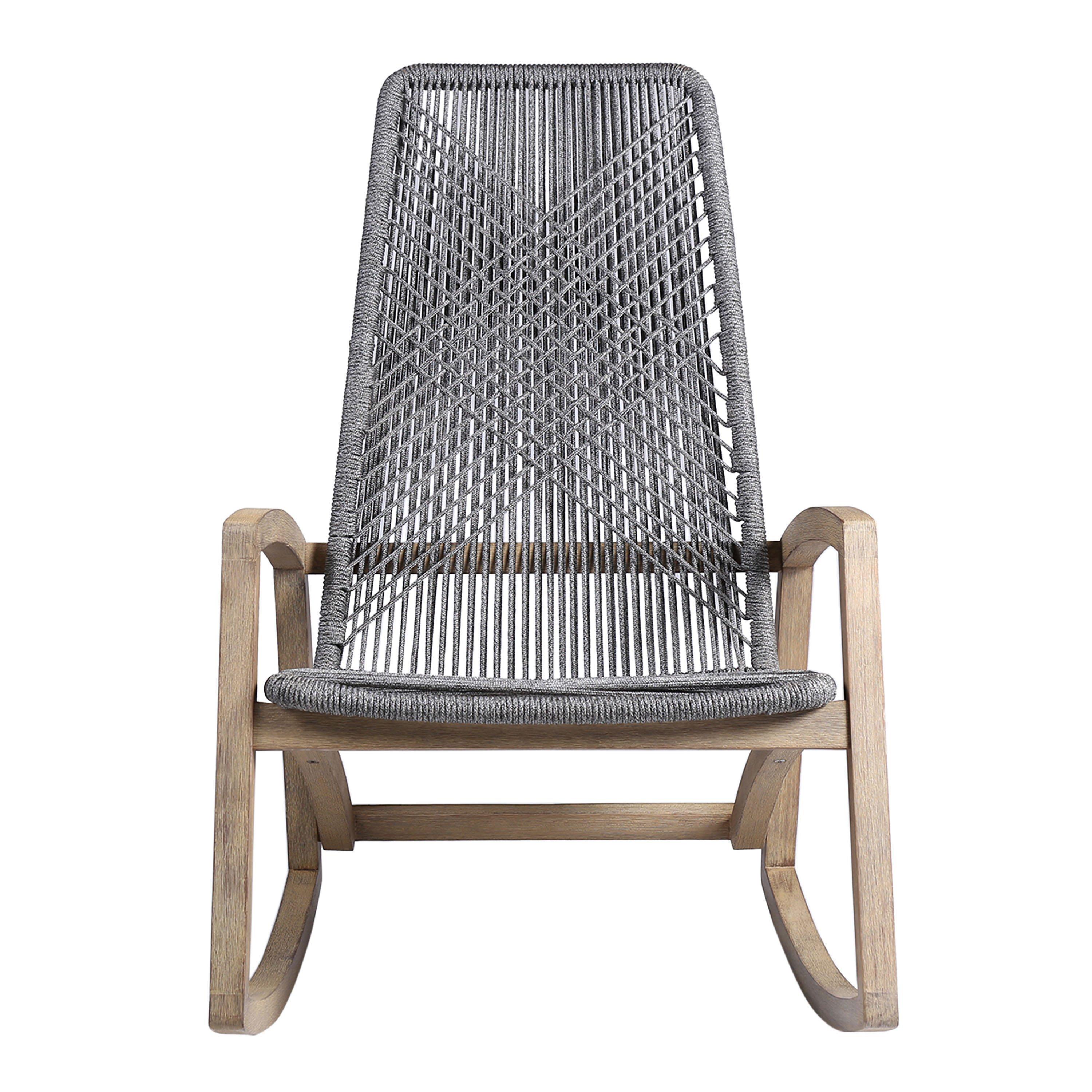John Lewis Leia Outdoor Rocking Chair, FSC-certified (Eucalyptus), Natural/Grey