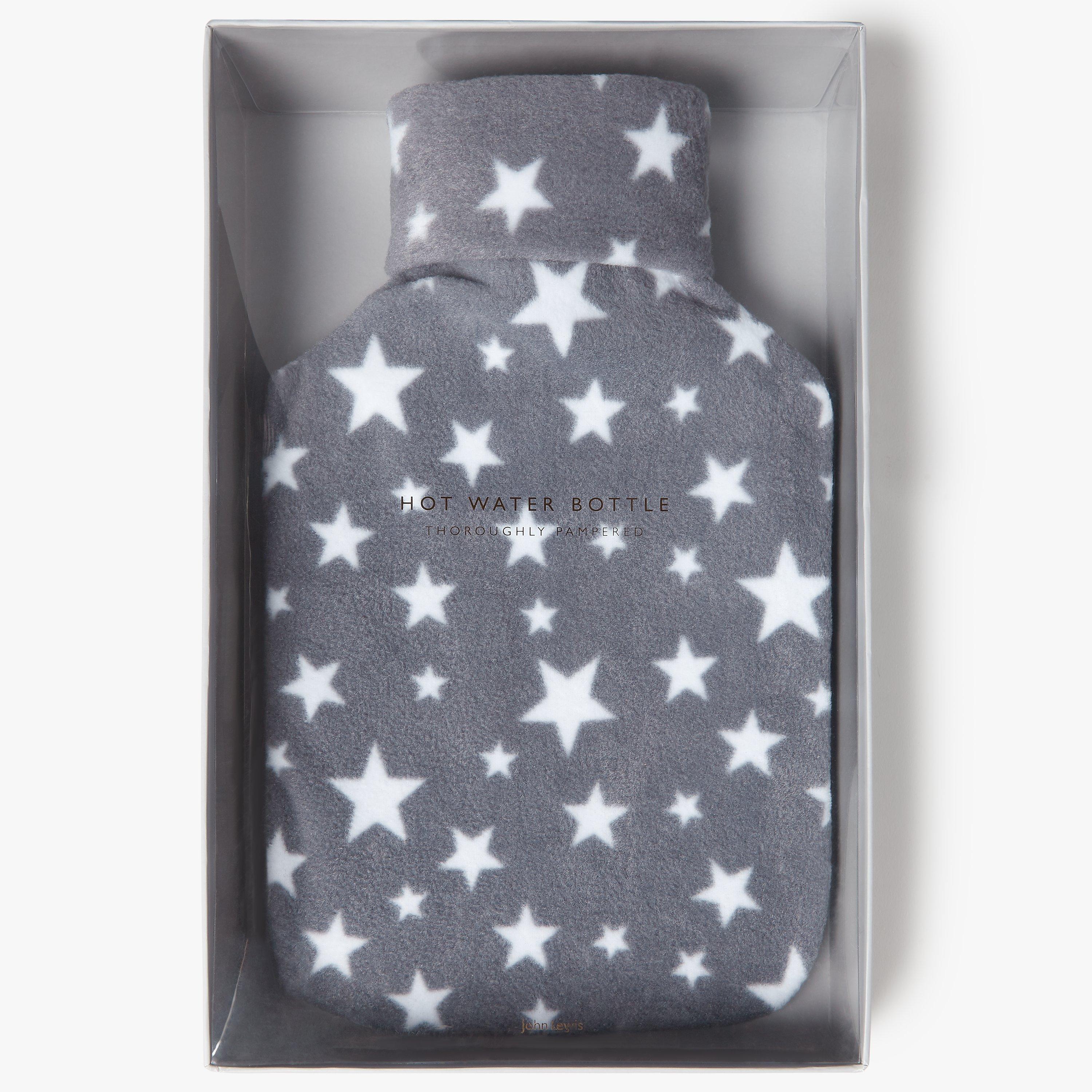 John Lewis Star Fleece Hot Water Bottle, Grey