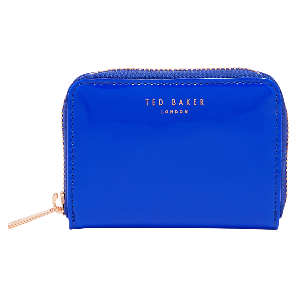 Ted Baker Patent Leather Zip Around Purse, Bright Blue