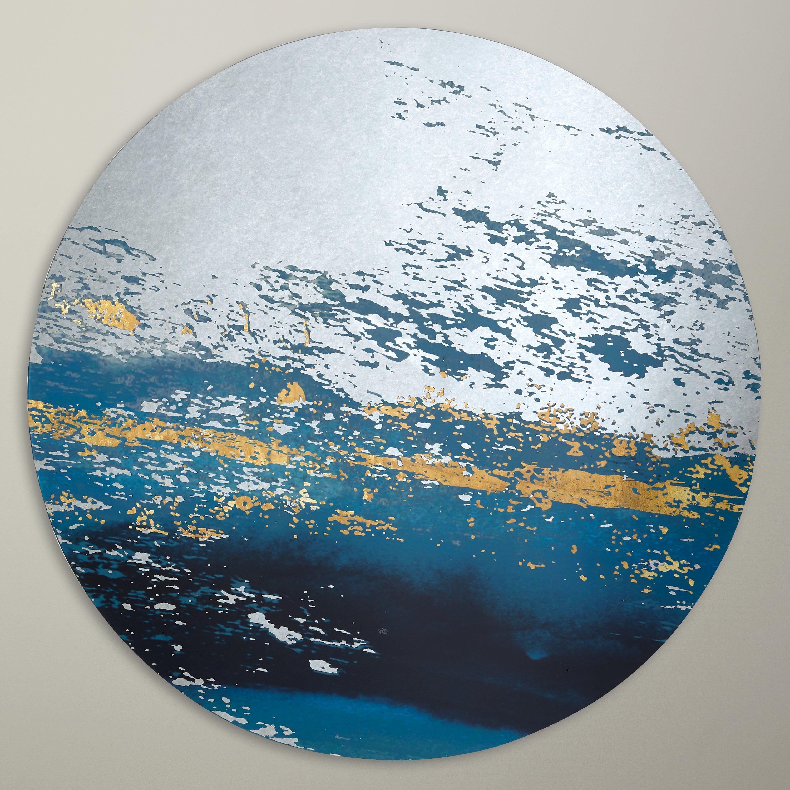 John Lewis & Partners Decorative Round Art Mirror, Dia.80cm, Blue