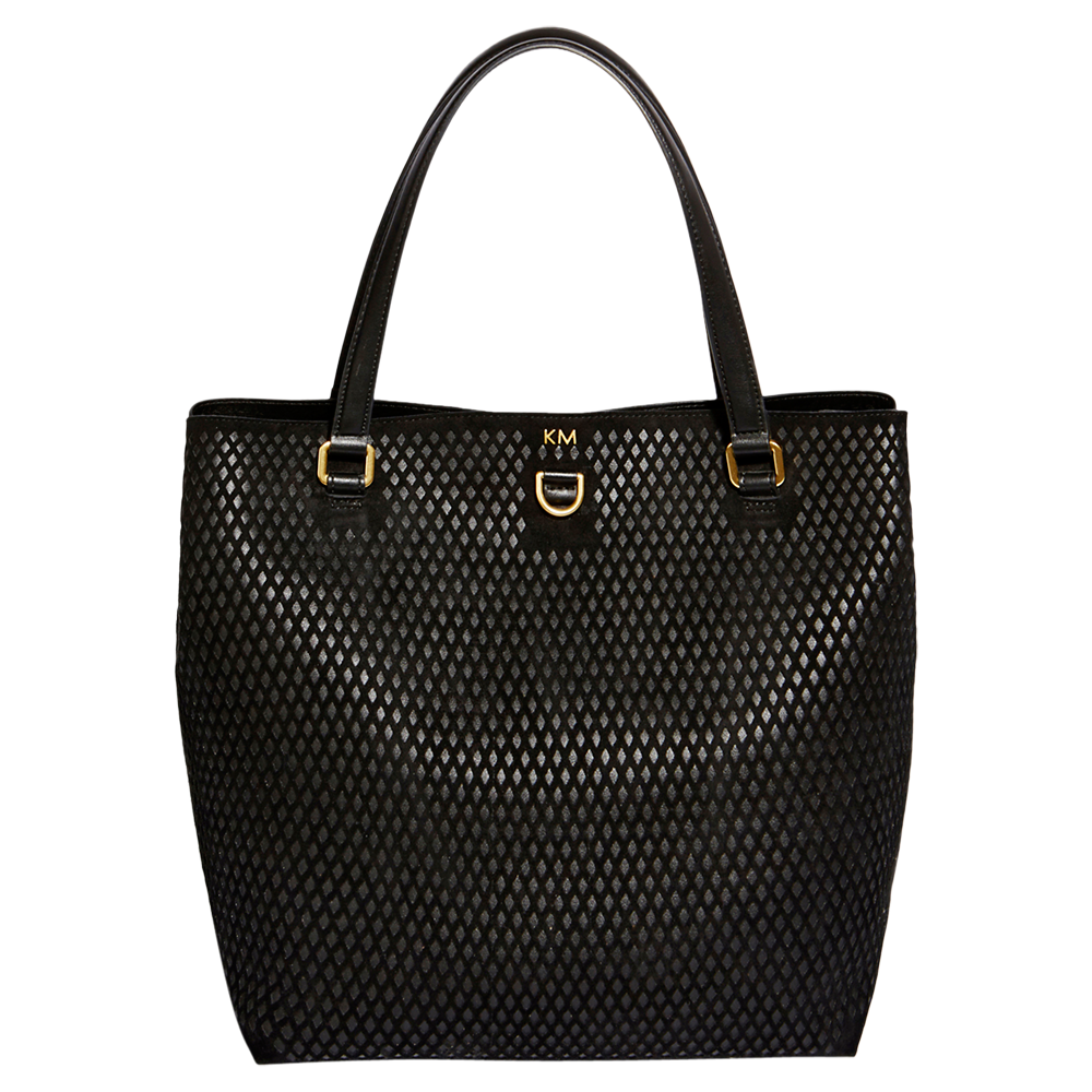 Karen Millen Large Perforated Tote Bag Black