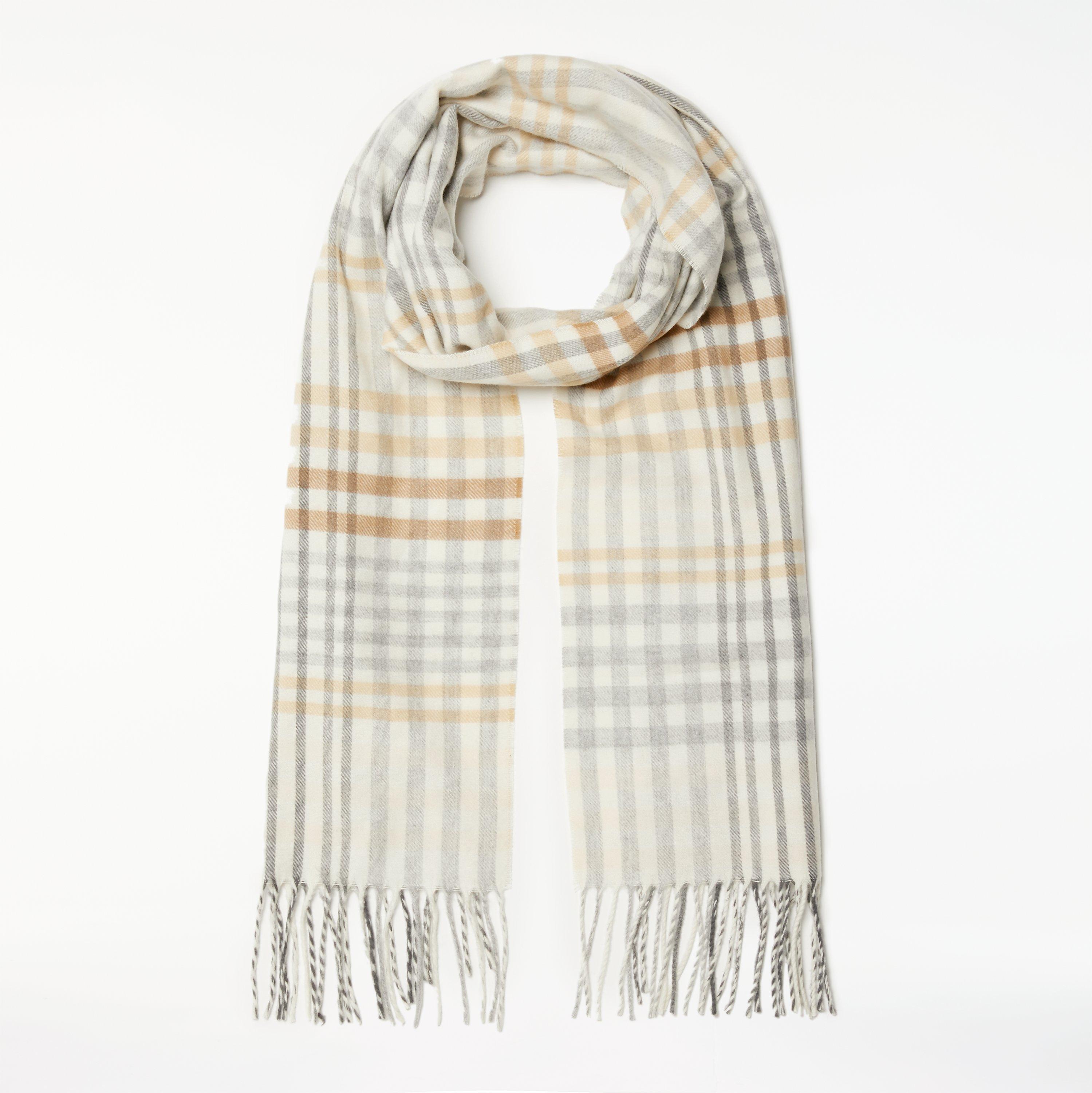 John Lewis & Partners Cashmink Classic Check Scarf, Camel