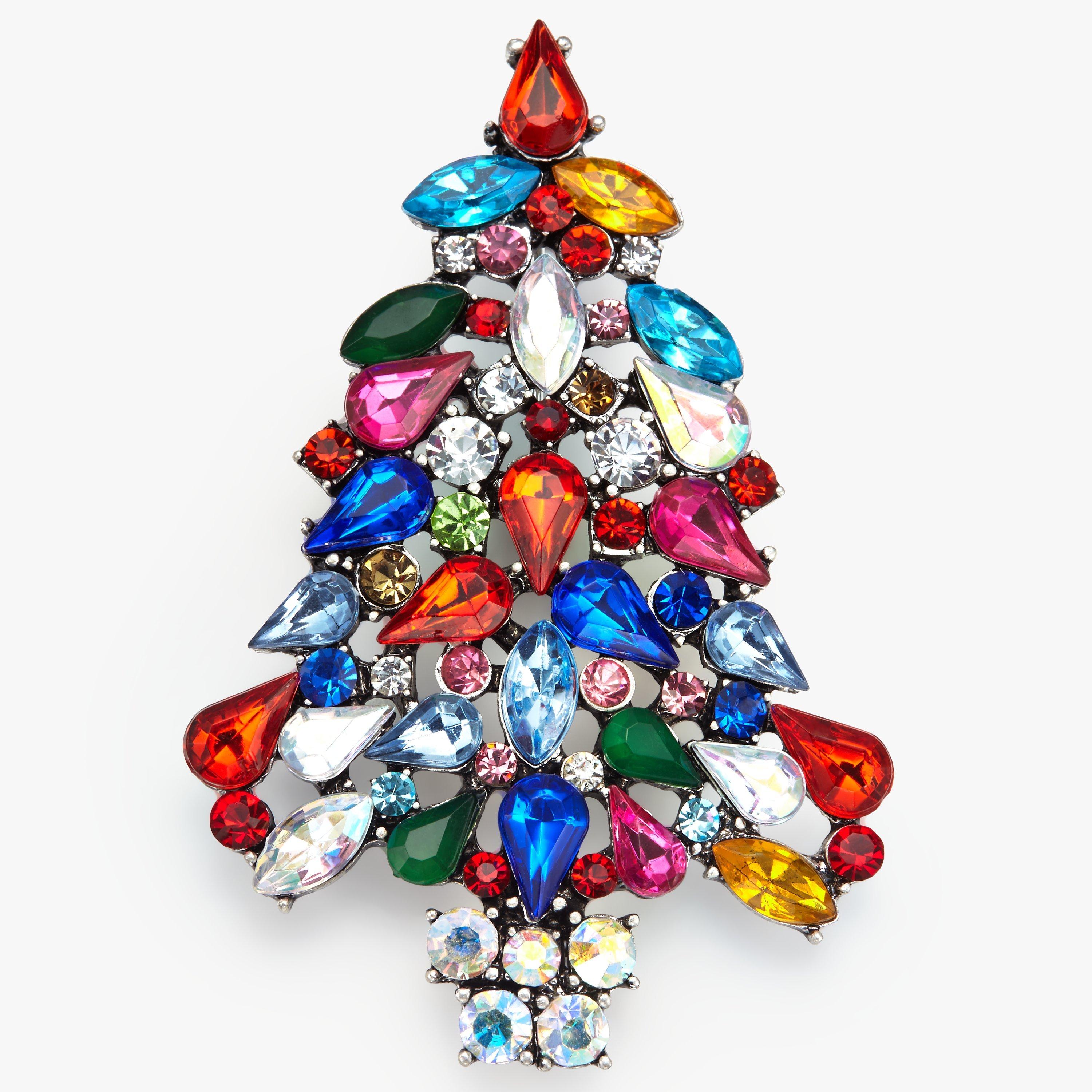 John Lewis Christmas Tree Brooch, Multi