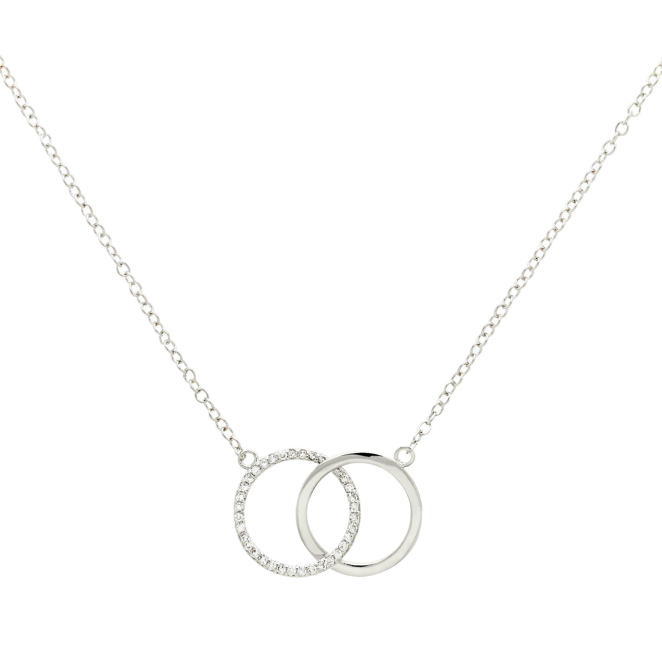 Melissa Odabash Glass Crystal Double Circle Pendant Necklace, Silver