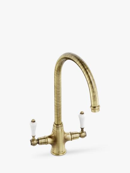 Abode Ludlow 2 Lever Monobloc Kitchen Tap, Antique Brass