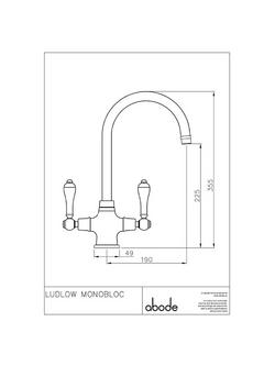 Abode Ludlow 2 Lever Monobloc Kitchen Tap - view 2, Antique Brass