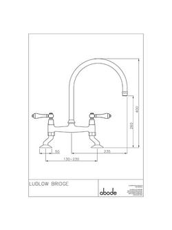 Abode Ludlow Bridge 2 Lever 2 Hole Kitchen Mixer Tap - view 2, Antique Bronze