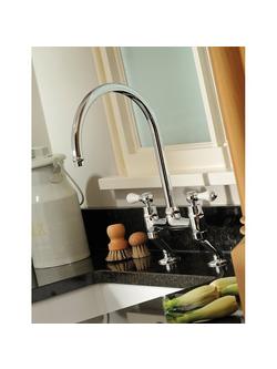 Abode Ludlow Bridge 2 Lever 2 Hole Kitchen Mixer Tap - view 2, Chrome