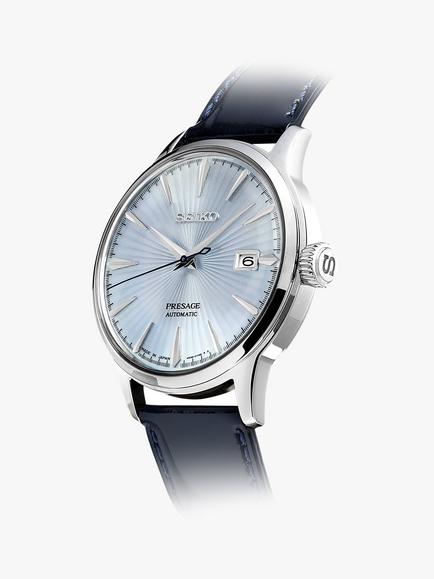 Seiko Men's Presage Automatic Date Leather Strap Watch, Black/Silver SRPB46J1 - view 2, Black/Silver Srpb43j1