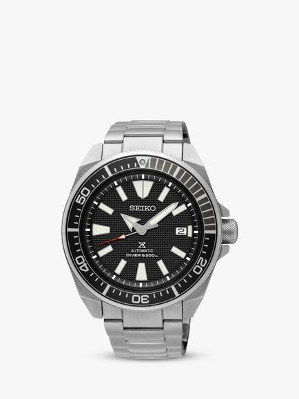 Seiko Men's Prospex Samurai Automatic Bracelet Strap Watch, Silver/Black Srpf03k1