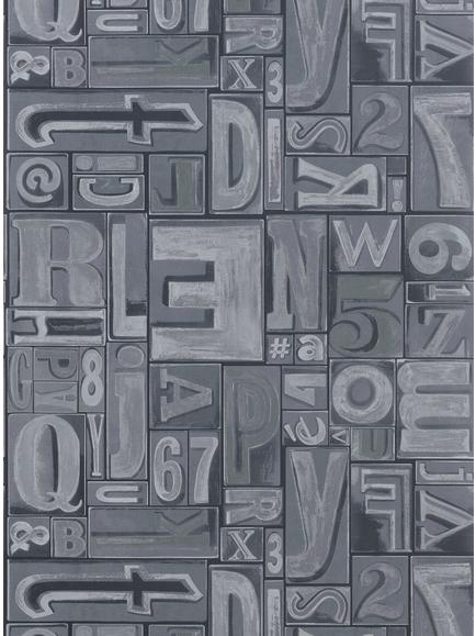 Ralph Lauren Copeley Letterpress Wallpaper, Zinc Prl5007/04