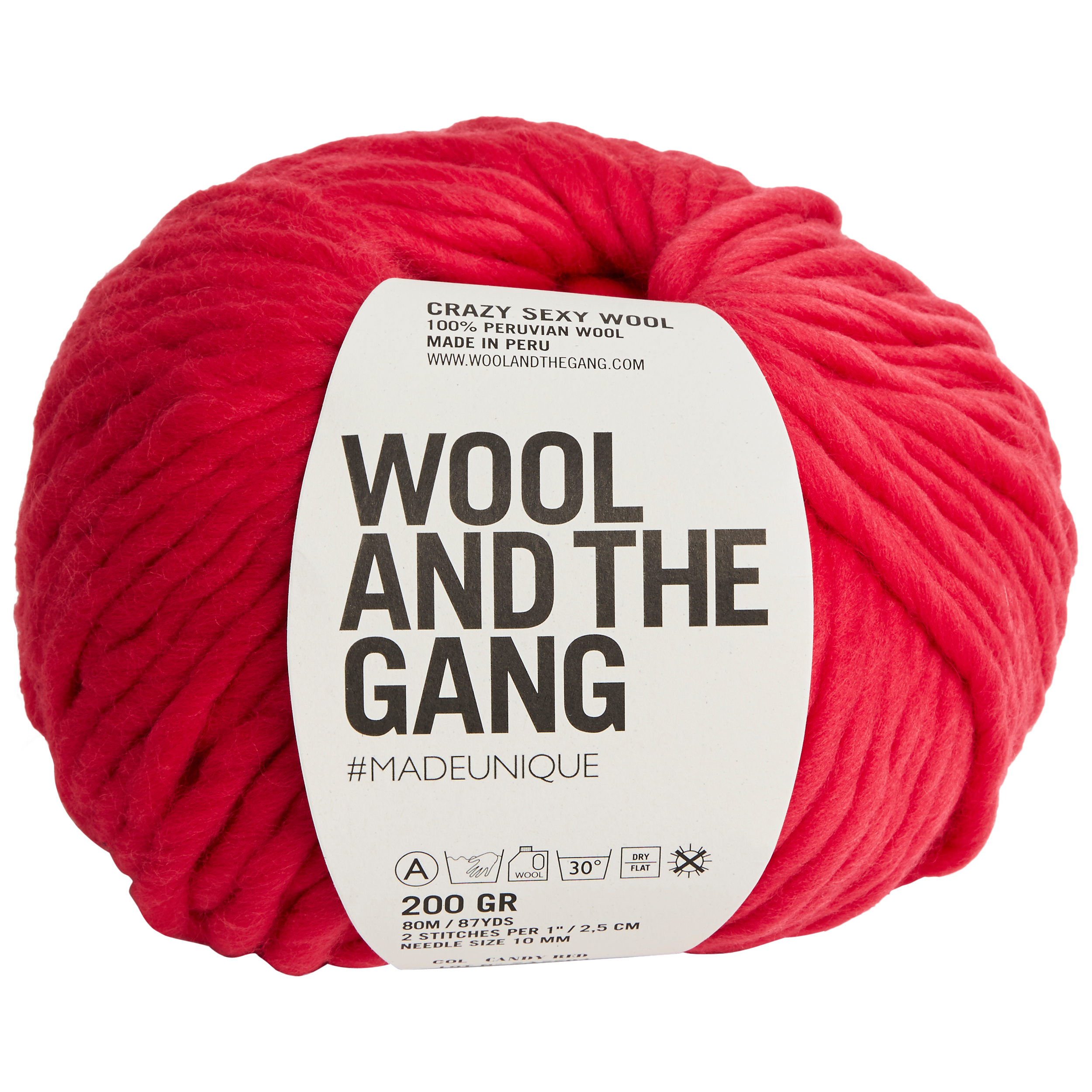Wool and the Gang Crazy Sexy Super Chunky Yarn, 200g, Candy Red