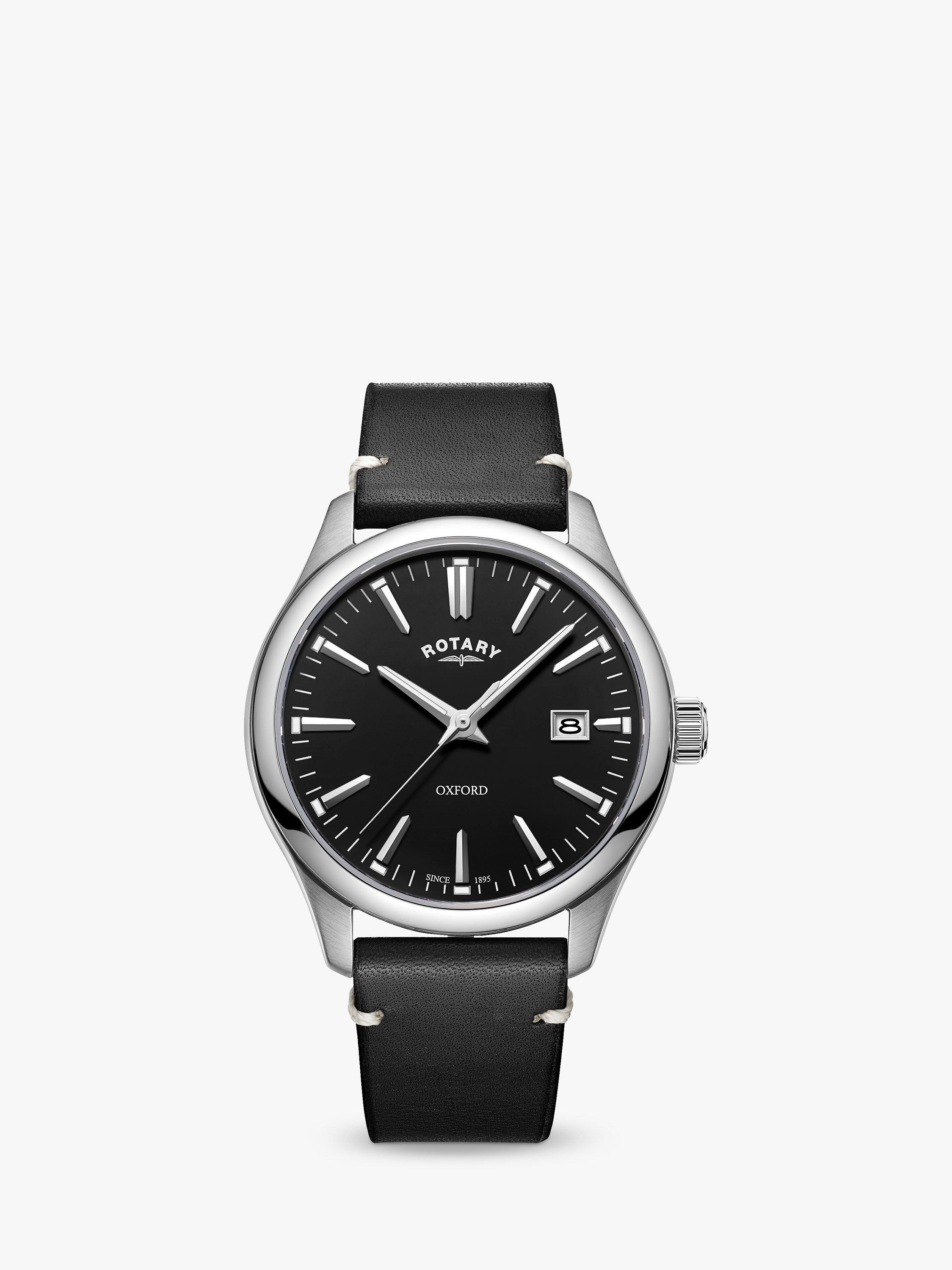 Rotary GS05092/04 Men's Oxford Date Leather Strap Watch, Black