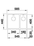 BLANCO Andano 340/180-IF Inset Kitchen Sink with Left Hand Bowl, Stainless Steel