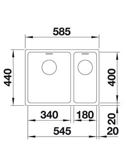 BLANCO Andano 340/180-IF Inset Kitchen Sink with Left Hand Bowl, Stainless Steel - view 2, Stainless Steel