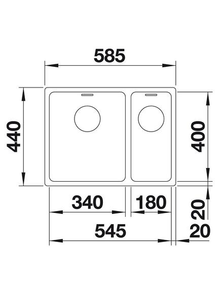 BLANCO Andano 340/180-IF Inset Kitchen Sink with Left Hand Bowl, Stainless Steel - view 2, Stainless Steel