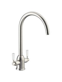 John Lewis Move 2 Lever Mixer Kitchen Tap, Brushed Nickel