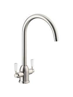 John Lewis Move 2 Lever Mixer Kitchen Tap, Brushed Nickel