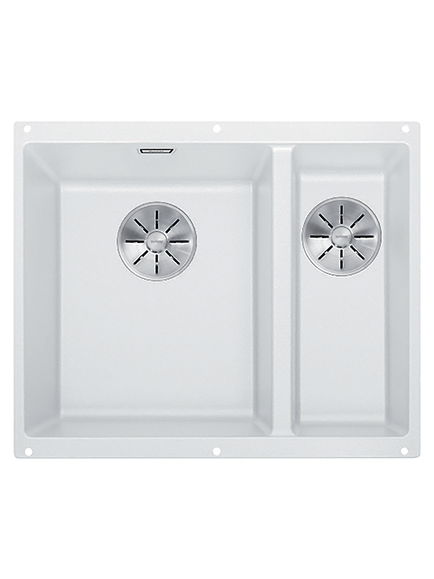 BLANCO Subline 340/160-U Undermounted 1.5 Bowl Composite Granite Kitchen Sink with Left Hand Bowl, White