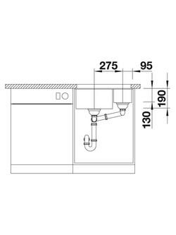 BLANCO Subline 340/160-U Undermounted 1.5 Bowl Composite Granite Kitchen Sink with Left Hand Bowl - view 2, White