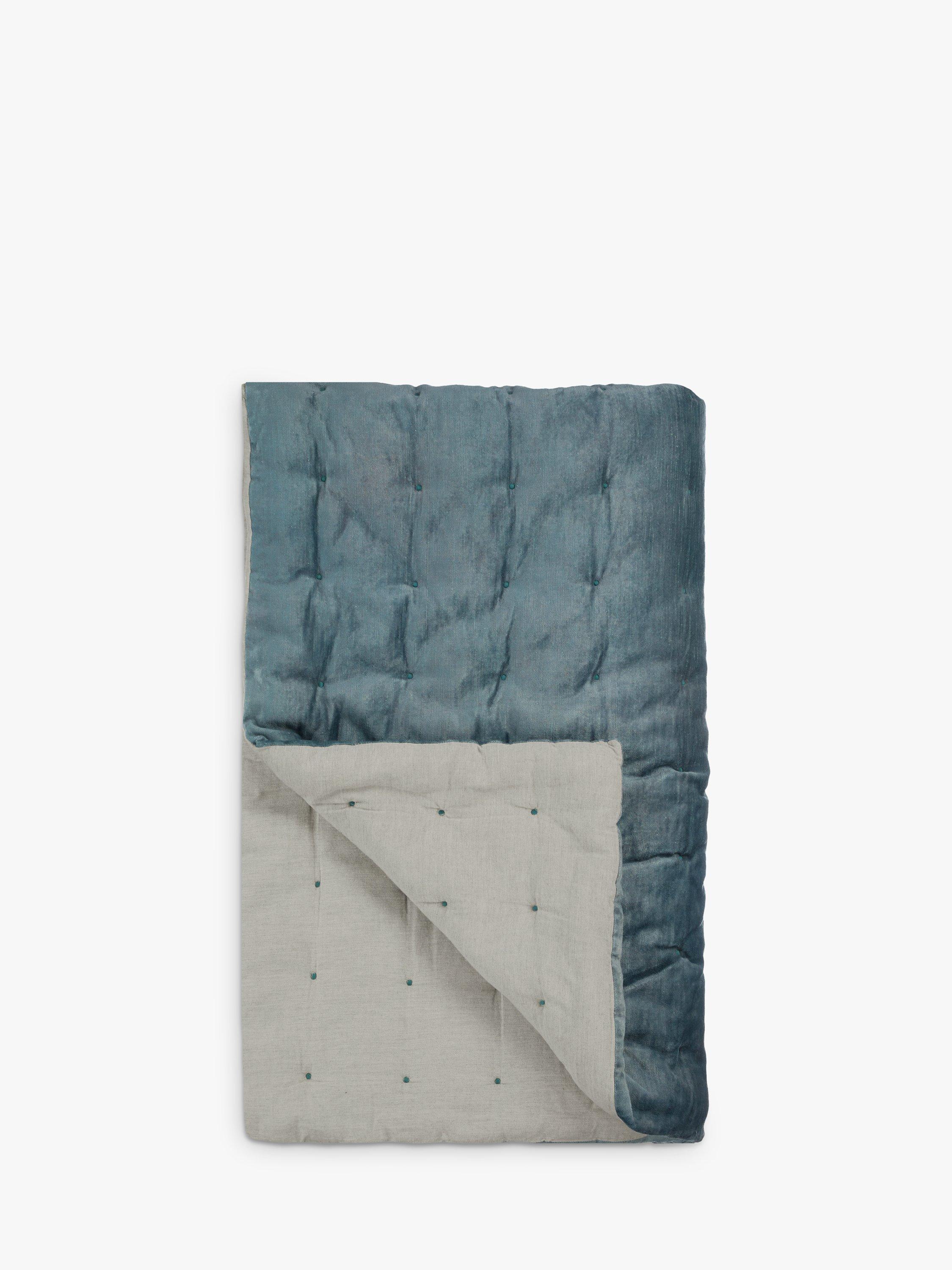 John Lewis Quilted Velvet Bedspread, Slate, L260 x W250cm
