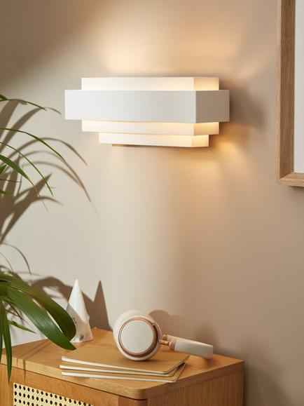 John Lewis Mezze Large Metal Wall Light, White - view 2, White