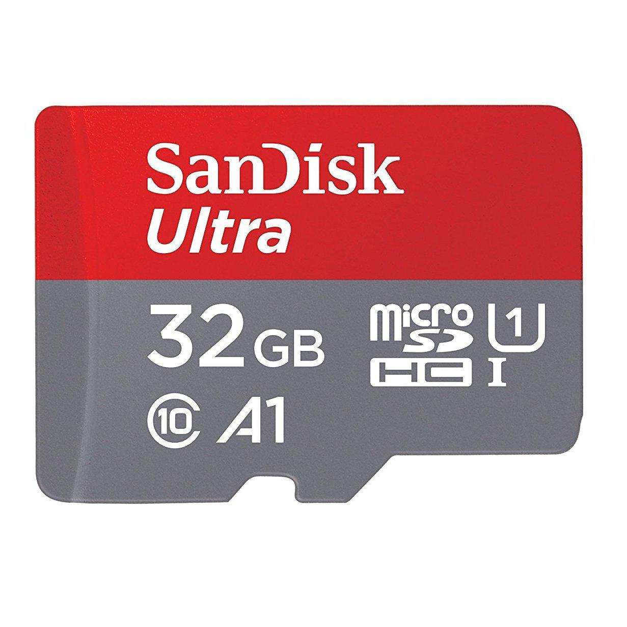 SanDisk Ultra MicroSD UHS-I Memory Card, 32GB, 98MB/s, with SD Adapter