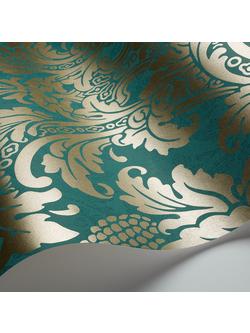 Cole & Son Blake Wallpaper - view 2, Teal And Gold 94/6031