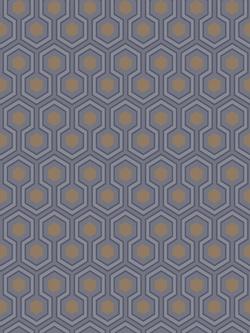 Cole & Son Hicks' Hexagon Wallpaper, Dark Grey And Bronze 95/3015