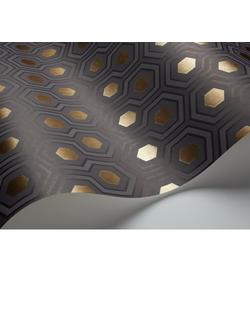 Cole & Son Hicks' Hexagon Wallpaper - view 2, Dark Grey And Bronze 95/3015