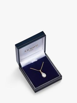 E.W Adams 9ct Gold Diamond and Pearl Pendant Necklace, Gold - view 2, Gold