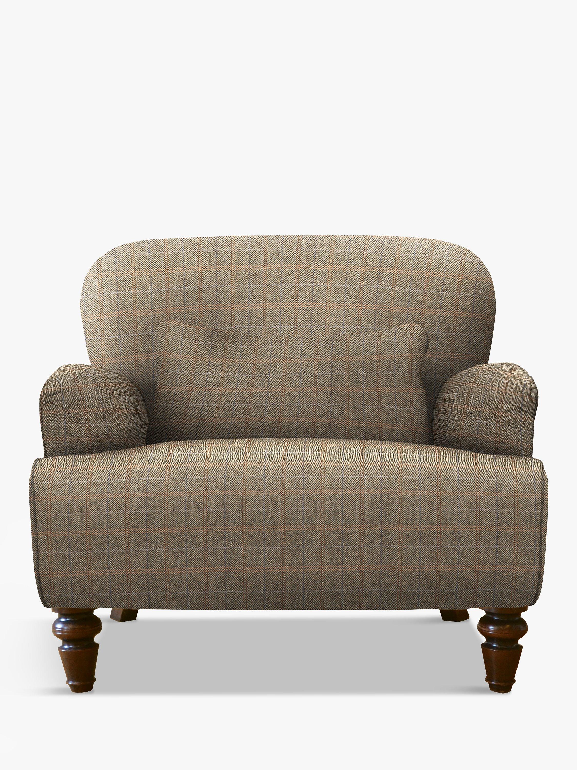 Lewis Range, Tetrad Lewis Armchair, Mahogany Leg, Harris Tweed Bracken Herringbone